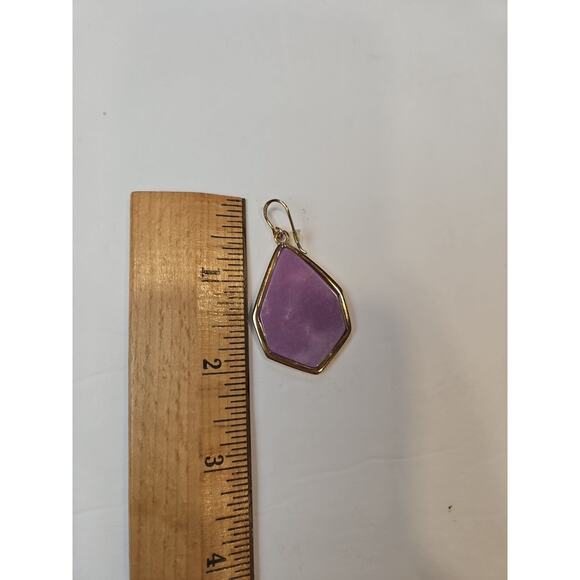 Barse Earrings Gold tone Purple /Amethyst Stone Dangle - Picture 4 of 4